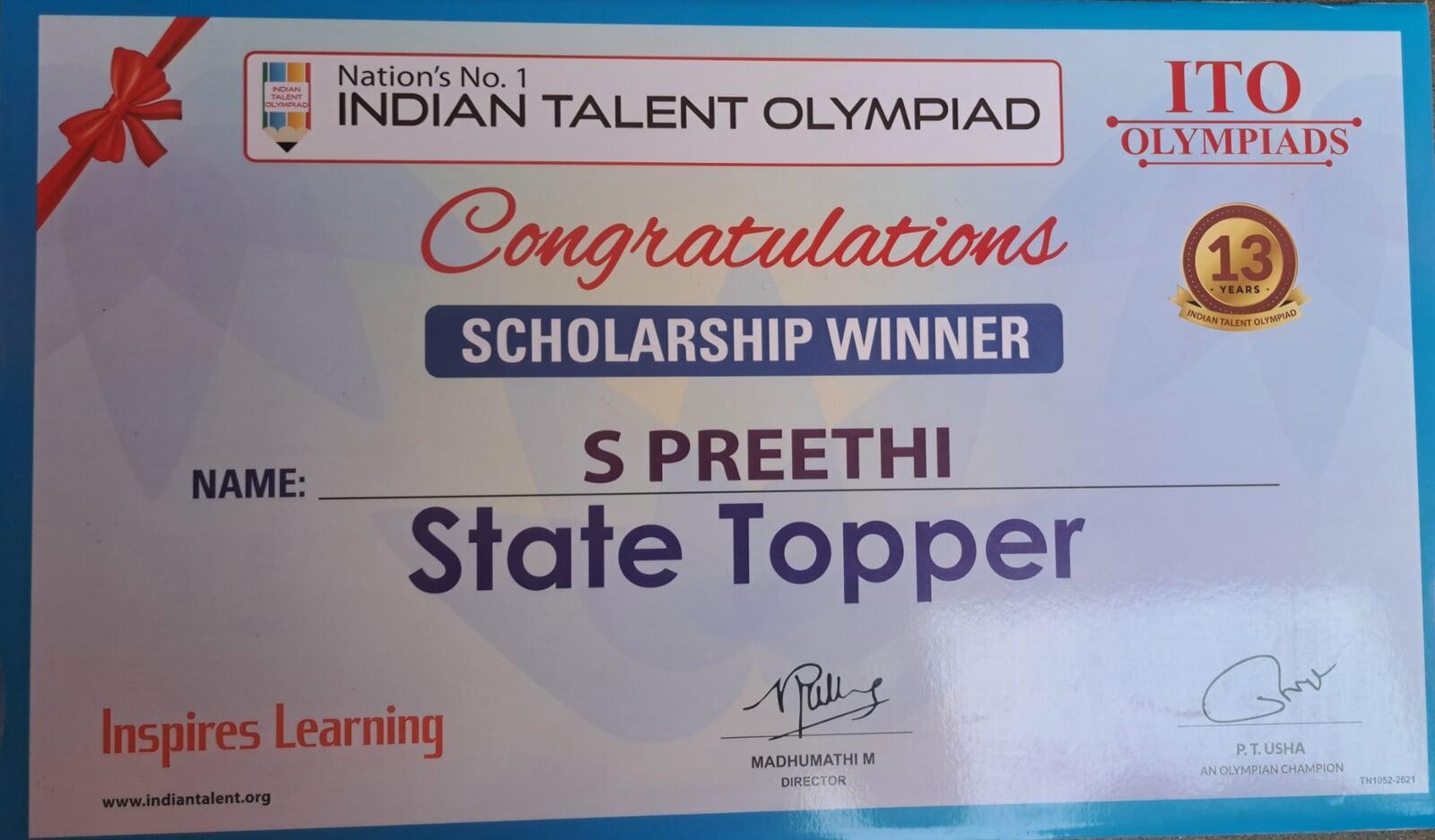 INDIAN TALENT OLYMPIAD COMPETITION